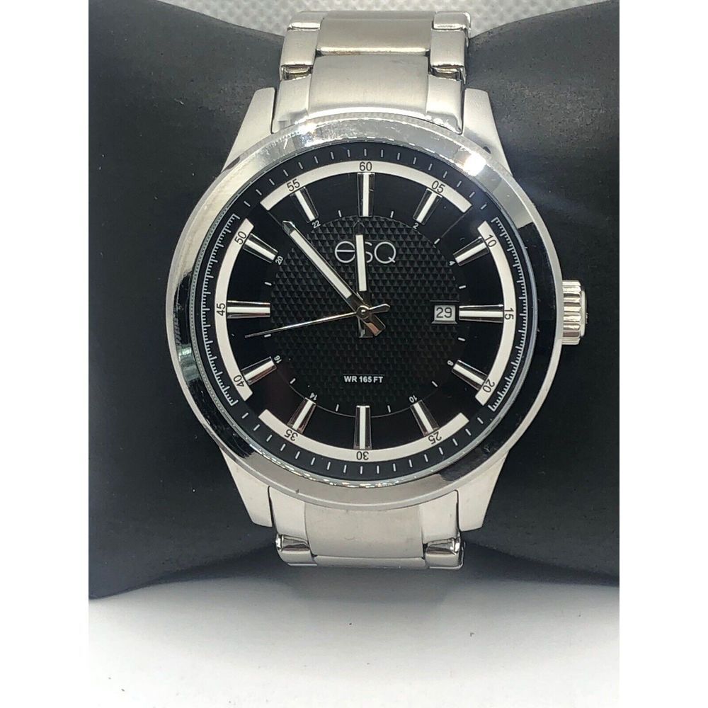 ESQ 2115 Unisex Stainless Steel Analog Black Dial Quartz Genuine Watch OP285
